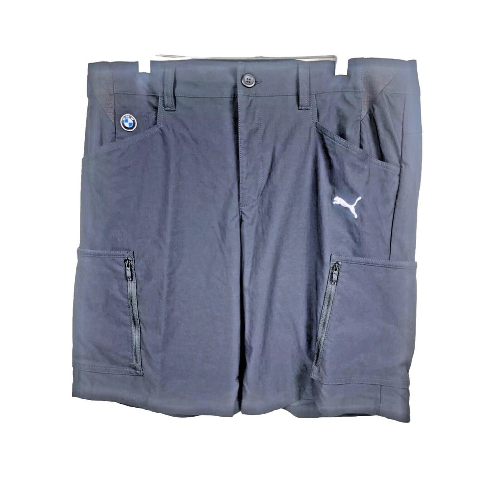 Puma x BMW Mens Size 36 Classic Logo Formula 1 Racing Cargo Shorts Navy Blue